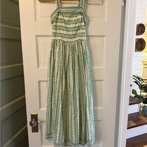Max Studio Light Green Striped Maxi Sundress  Dress XS NWOT